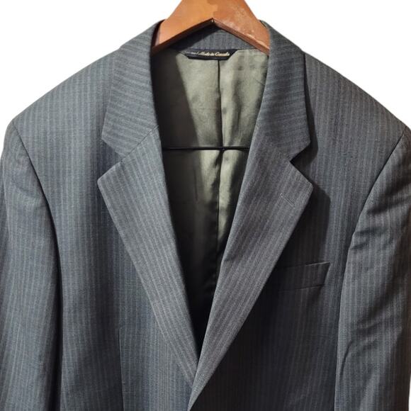 Paul Dione Men Wool Blazer 42R Gray Striped Business Jacket Career Office Canada - Picture 2 of 8